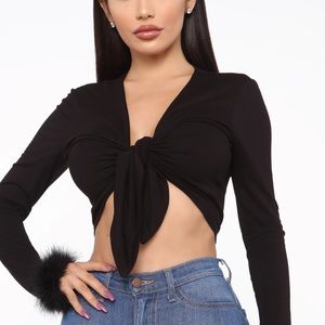 Front Tie Black Shirt